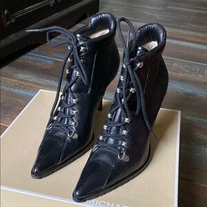 Michael Kors Shiver Black Deerskin Leather Ankle Boots Size 7 1/2